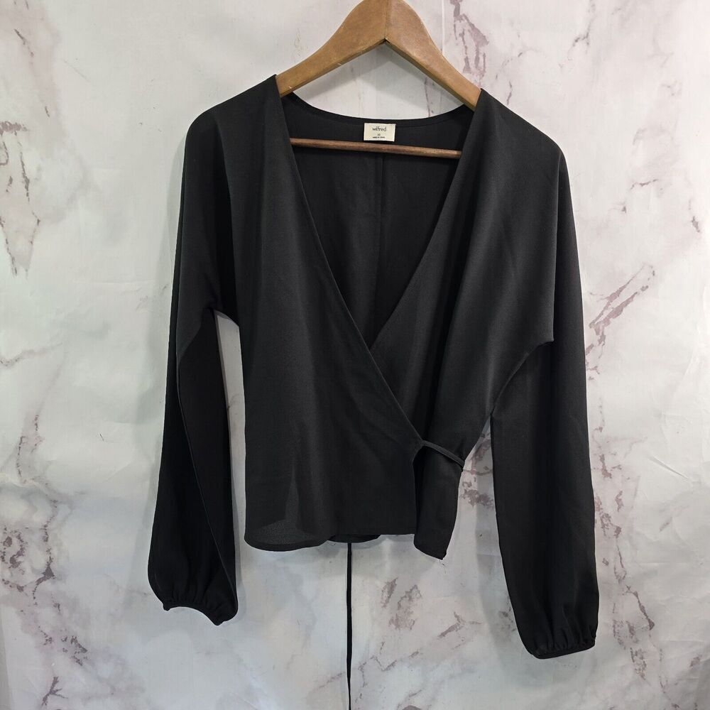 Wilfred Cardigan Womens XS Black Blouse Wrap Balloon Postscript Balloon Aritzia